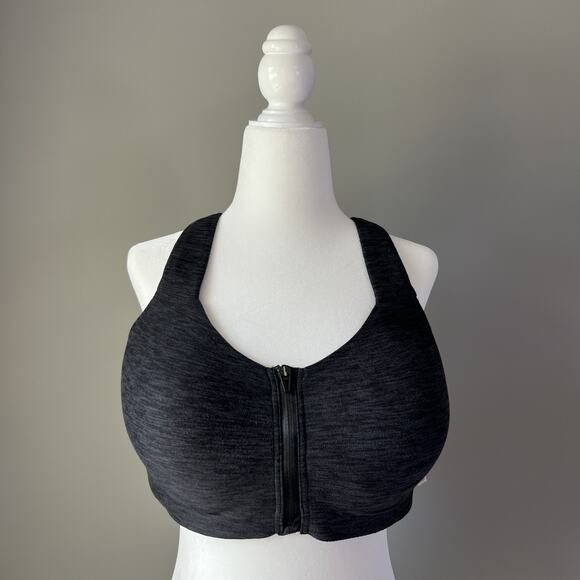 Victoria's Secret Sports Bra Sz. 38DDD Knockout Front Close Dark Heather Gray - Picture 1 of 8